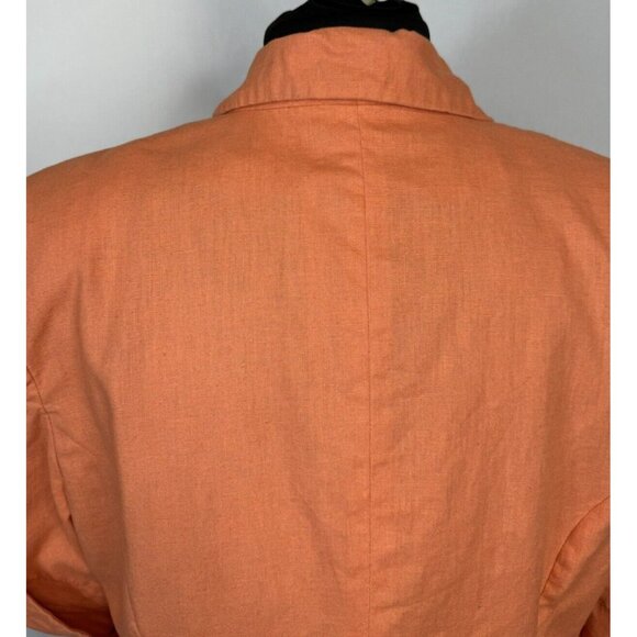 MIXIT Linen 3 Button Lined Blazer Sz Jrs 13/14 Orange 80s Short Sleeve - Picture 8 of 13